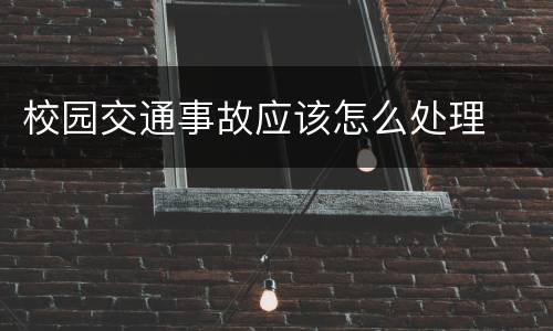 校园交通事故应该怎么处理