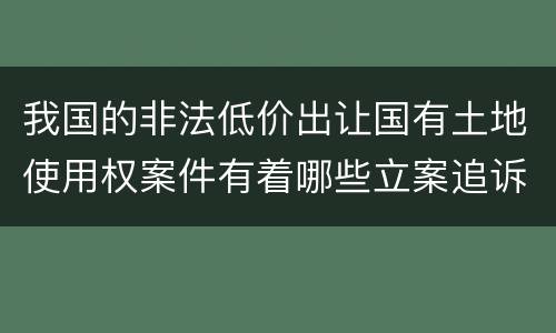 我国的非法低价出让国有土地使用权案件有着哪些立案追诉标准