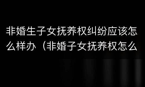 非婚生子女抚养权纠纷应该怎么样办（非婚子女抚养权怎么起诉）