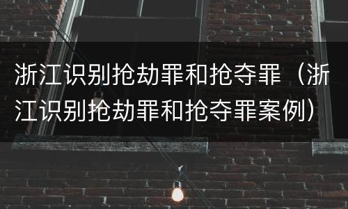 浙江识别抢劫罪和抢夺罪（浙江识别抢劫罪和抢夺罪案例）