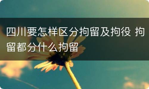 四川要怎样区分拘留及拘役 拘留都分什么拘留