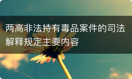 两高非法持有毒品案件的司法解释规定主要内容