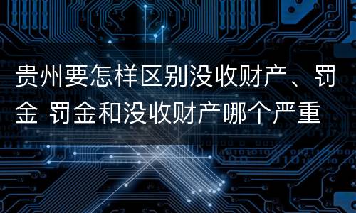 贵州要怎样区别没收财产、罚金 罚金和没收财产哪个严重