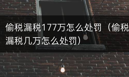 偷税漏税177万怎么处罚（偷税漏税几万怎么处罚）