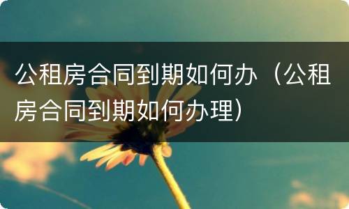 公租房合同到期如何办（公租房合同到期如何办理）
