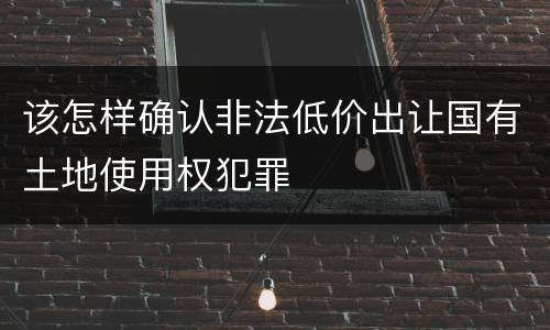 该怎样确认非法低价出让国有土地使用权犯罪