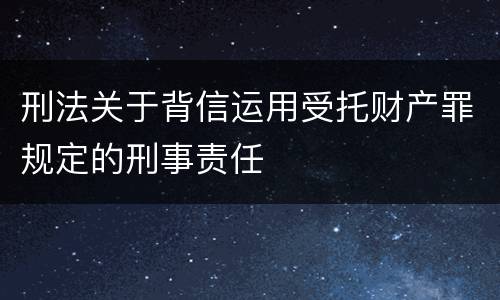 刑法关于背信运用受托财产罪规定的刑事责任