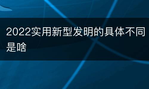 2022实用新型发明的具体不同是啥