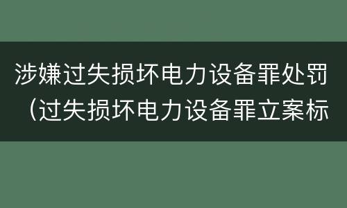 涉嫌过失损坏电力设备罪处罚（过失损坏电力设备罪立案标准）
