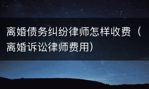 离婚债务纠纷律师怎样收费（离婚诉讼律师费用）