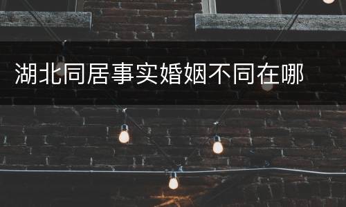 湖北同居事实婚姻不同在哪