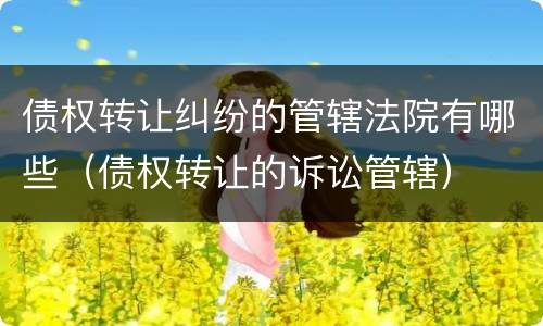 债权转让纠纷的管辖法院有哪些（债权转让的诉讼管辖）