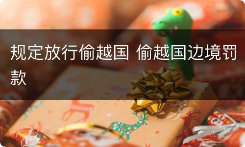 规定放行偷越国 偷越国边境罚款