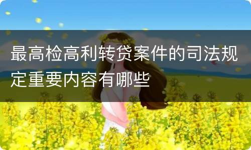 最高检高利转贷案件的司法规定重要内容有哪些