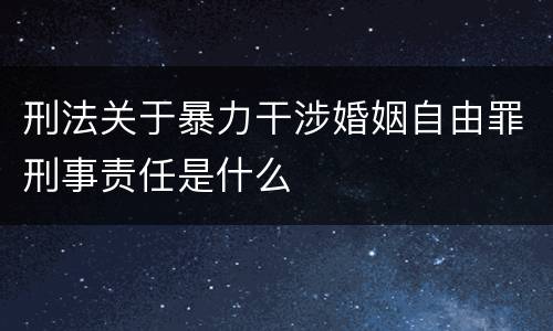 刑法关于暴力干涉婚姻自由罪刑事责任是什么