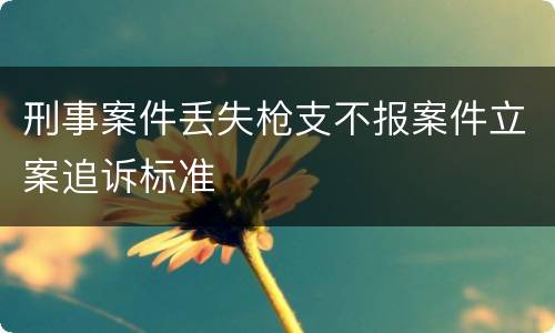 刑事案件丢失枪支不报案件立案追诉标准