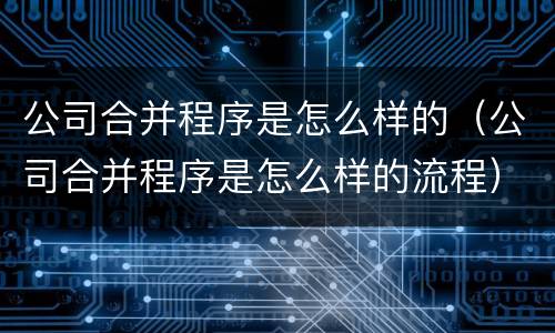 公司合并程序是怎么样的（公司合并程序是怎么样的流程）