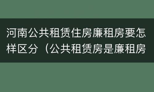 河南公共租赁住房廉租房要怎样区分（公共租赁房是廉租房吗）