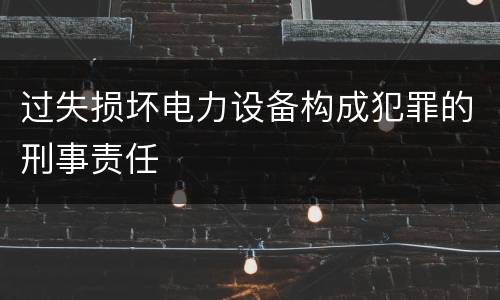 过失损坏电力设备构成犯罪的刑事责任