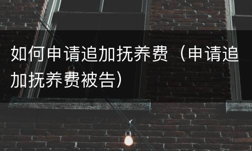 如何申请追加抚养费（申请追加抚养费被告）