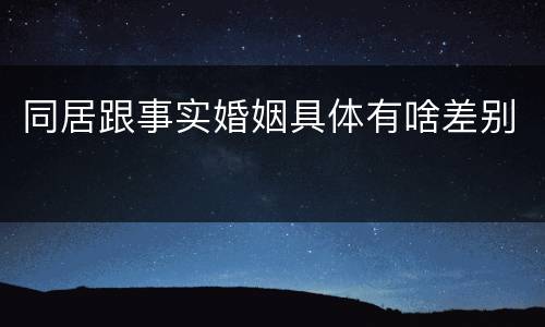 同居跟事实婚姻具体有啥差别