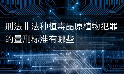 刑法非法种植毒品原植物犯罪的量刑标准有哪些