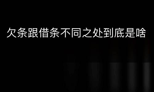 欠条跟借条不同之处到底是啥