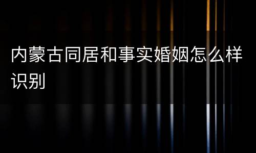 内蒙古同居和事实婚姻怎么样识别
