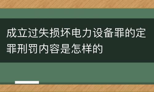 成立过失损坏电力设备罪的定罪刑罚内容是怎样的