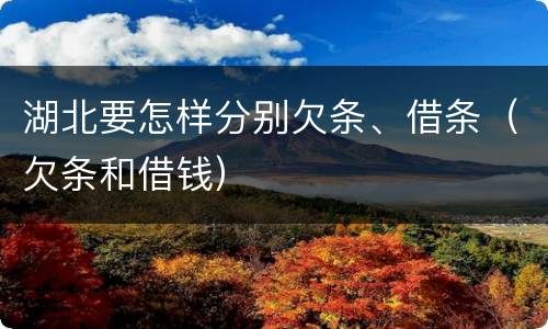 湖北要怎样分别欠条、借条（欠条和借钱）