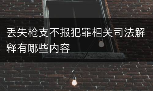 丢失枪支不报犯罪相关司法解释有哪些内容