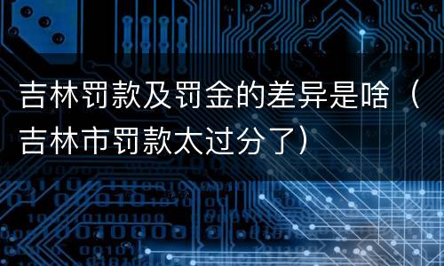 吉林罚款及罚金的差异是啥（吉林市罚款太过分了）