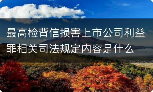 最高检背信损害上市公司利益罪相关司法规定内容是什么