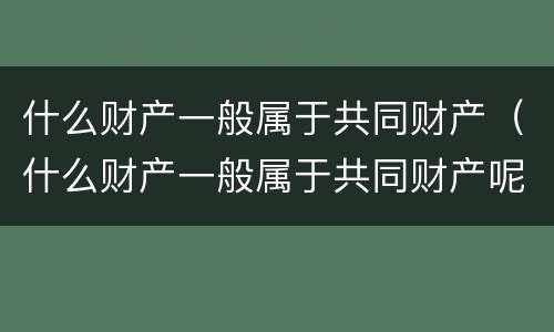 什么财产一般属于共同财产（什么财产一般属于共同财产呢）