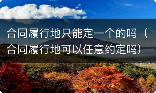 合同履行地只能定一个的吗（合同履行地可以任意约定吗）