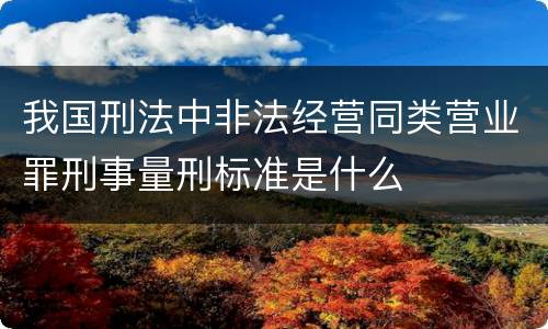 我国刑法中非法经营同类营业罪刑事量刑标准是什么