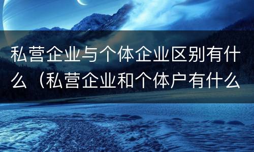 私营企业与个体企业区别有什么（私营企业和个体户有什么区别）
