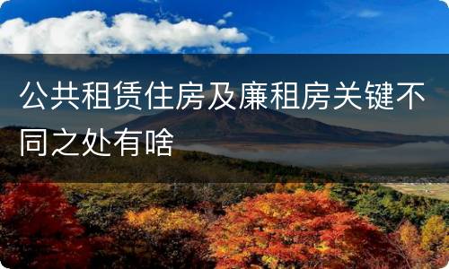 公共租赁住房及廉租房关键不同之处有啥