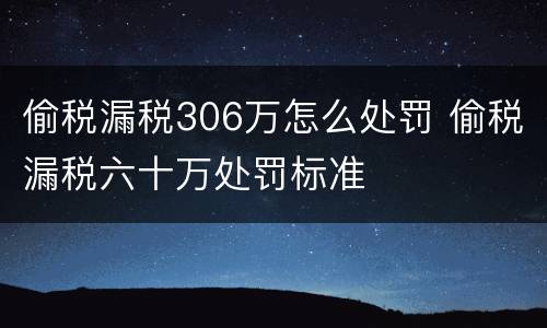 偷税漏税306万怎么处罚 偷税漏税六十万处罚标准