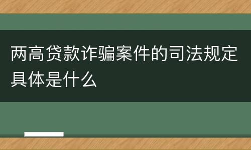 两高贷款诈骗案件的司法规定具体是什么