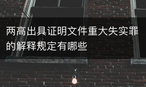 两高出具证明文件重大失实罪的解释规定有哪些