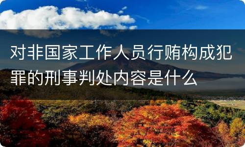 对非国家工作人员行贿构成犯罪的刑事判处内容是什么