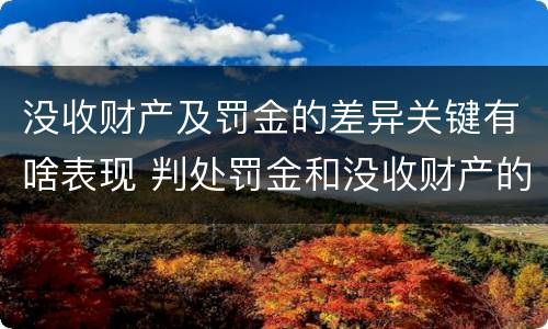 没收财产及罚金的差异关键有啥表现 判处罚金和没收财产的区别