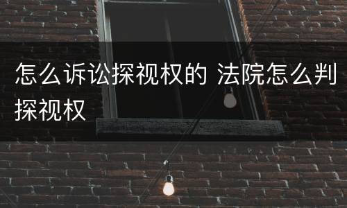 怎么诉讼探视权的 法院怎么判探视权