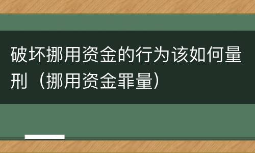 破坏挪用资金的行为该如何量刑（挪用资金罪量）