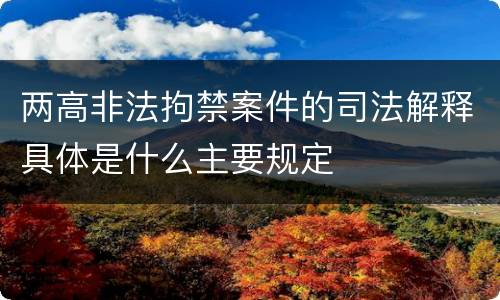 两高非法拘禁案件的司法解释具体是什么主要规定