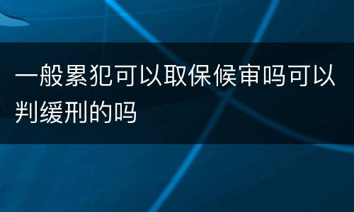 一般累犯可以取保候审吗可以判缓刑的吗
