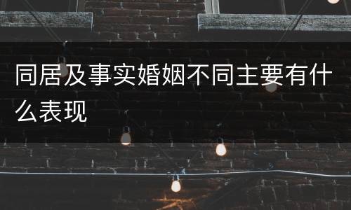同居及事实婚姻不同主要有什么表现