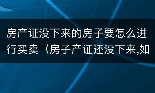 房产证没下来的房子要怎么进行买卖（房子产证还没下来,如何进行买卖）