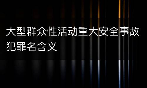 大型群众性活动重大安全事故犯罪名含义